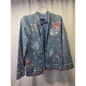 Denim & Co. Women's Jean Jacket, Embroidered, Size XS